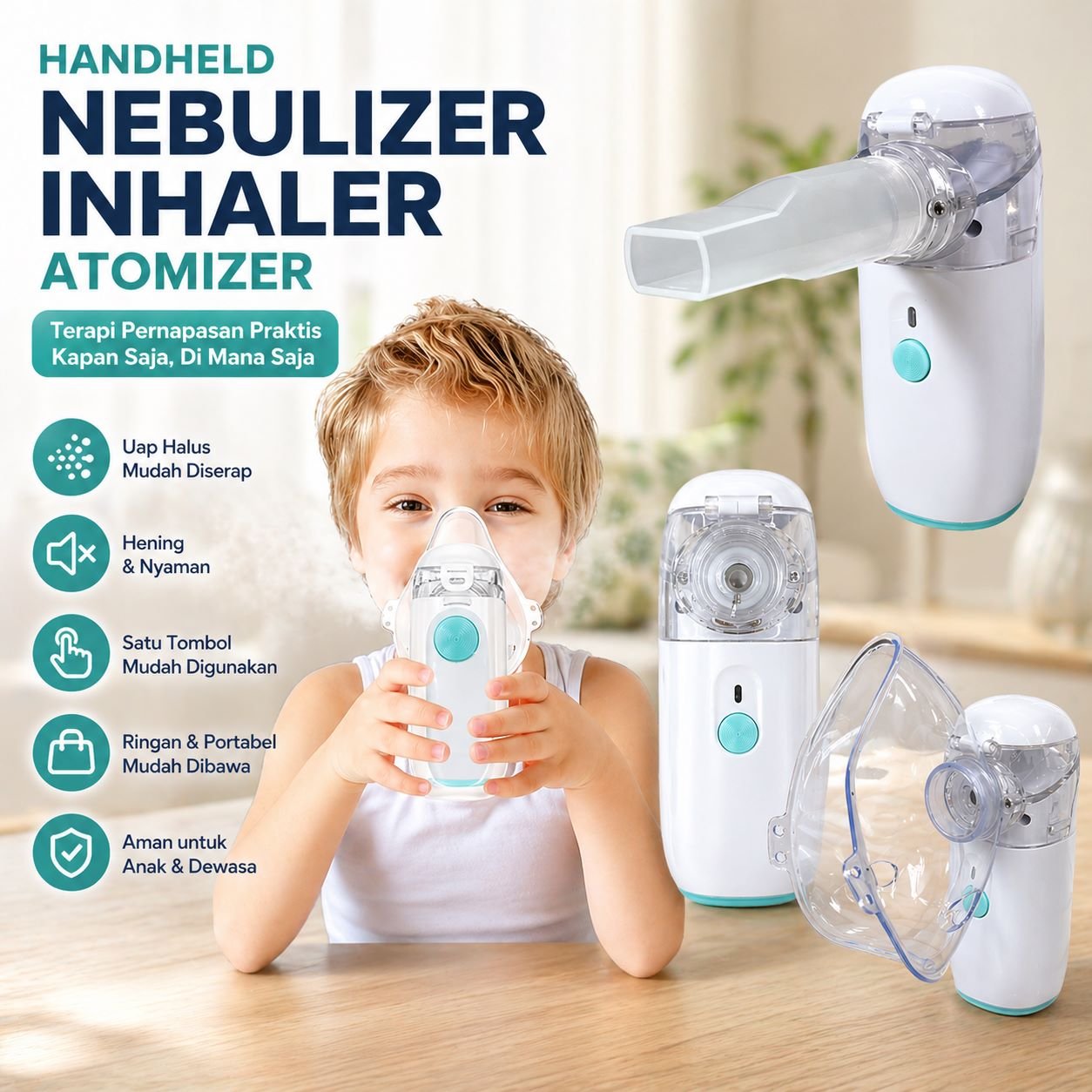 Wantobie Alat Terapi Pernapasan Handheld Nebulizer Inhaler Atomizer - ZH-N3 - White 1