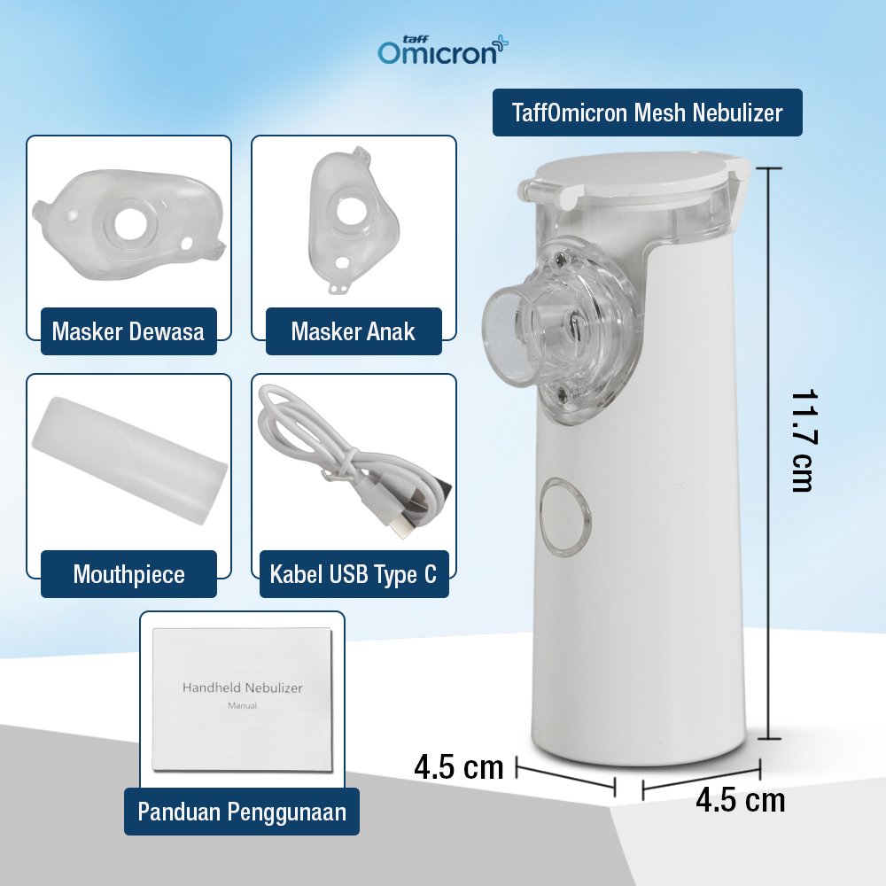 TaffOmicron Alat Terapi Pernapasan Mesh Nebulizer Inhaler Atomizer - JSL-W301 - White 2