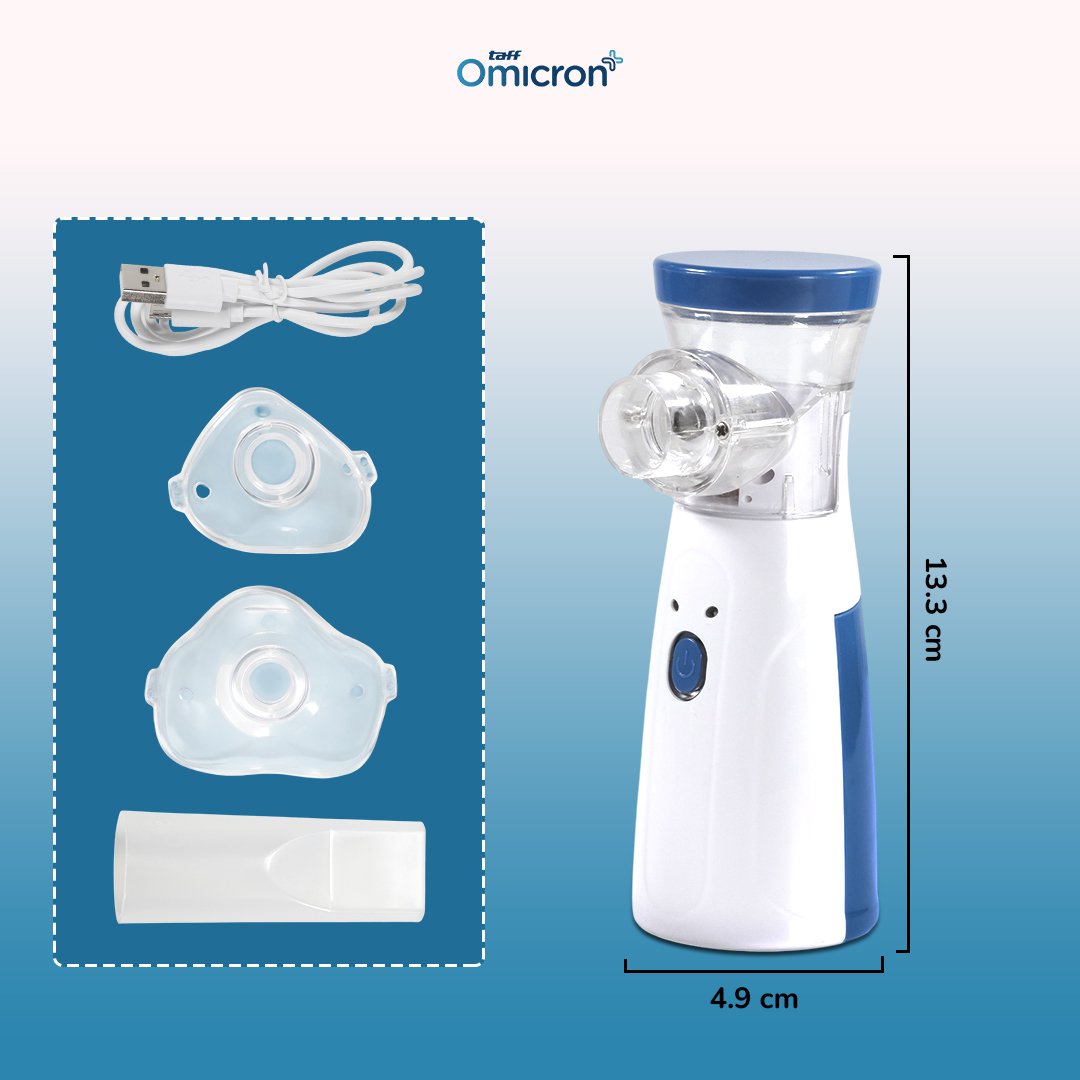 TaffOmicron Alat Terapi Pernapasan Mesh Nebulizer Inhaler Atomizer Baterai AA - JSL-W302 - White 9