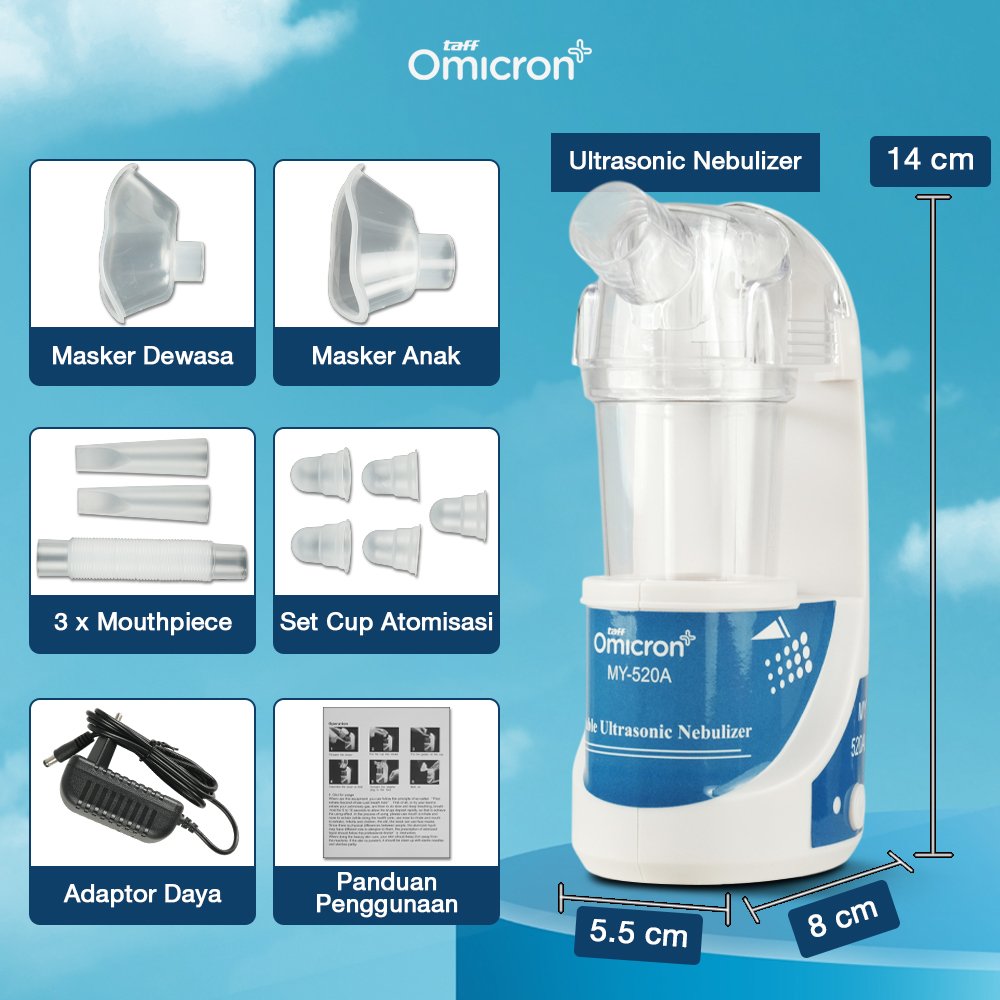 TaffOmicron Alat Terapi Pernapasan Ultrasonic Nebulizer Atomizer - MY-520A - White 2