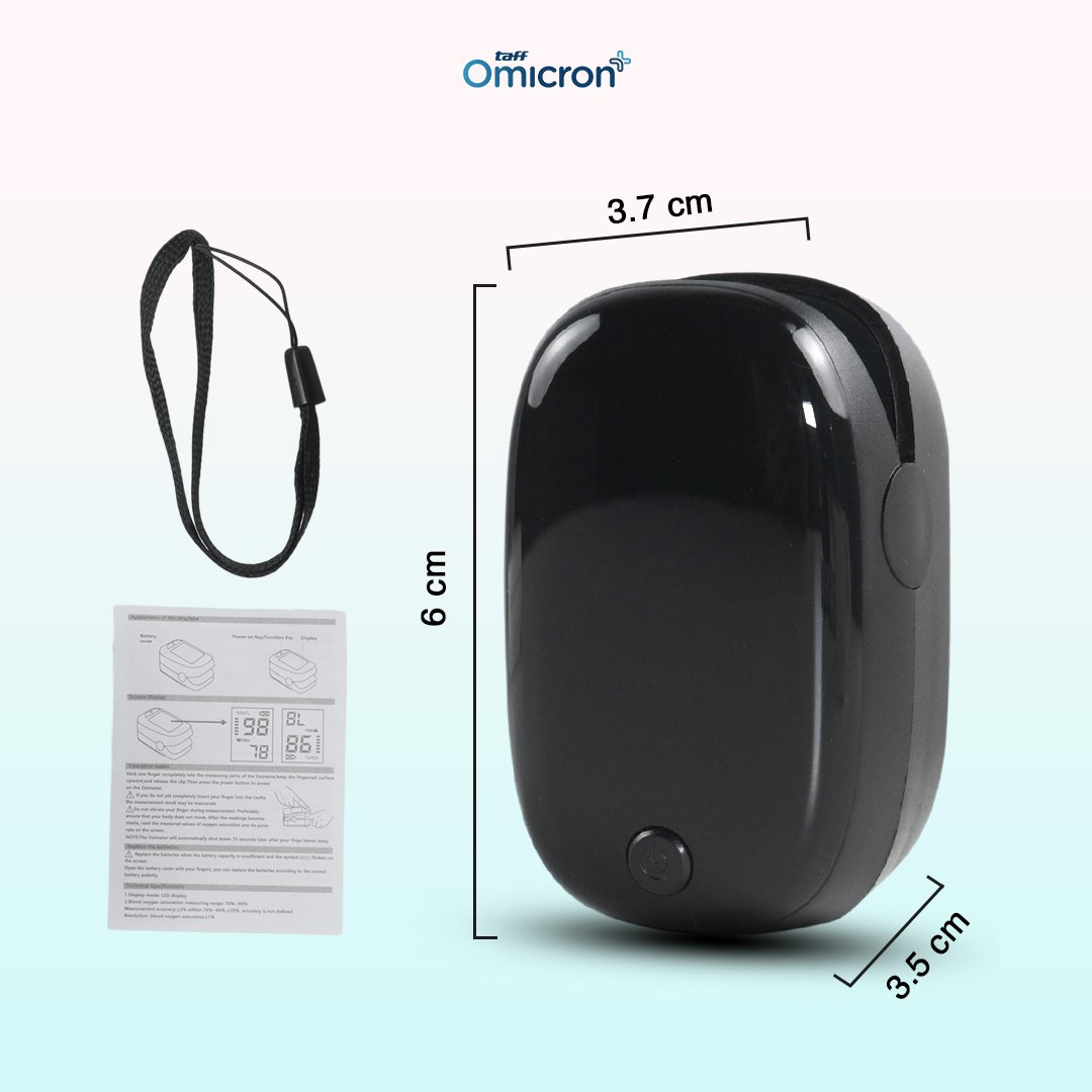 TaffOmicron Fingertip Pulse Oximeter Alat Ukur Saturasi Oksigen Darah - SMH-01 - Black 2