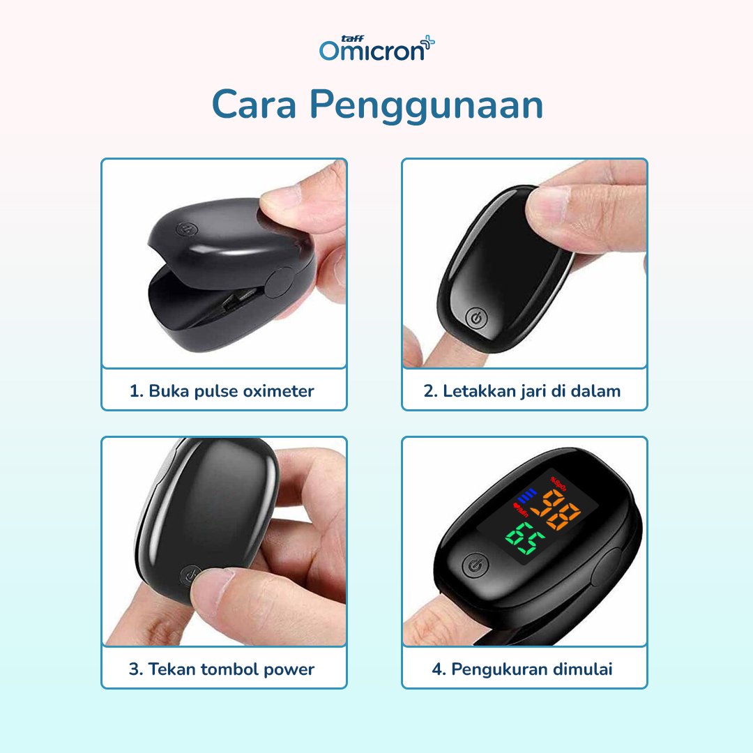 TaffOmicron Fingertip Pulse Oximeter Alat Ukur Saturasi Oksigen Darah - SMH-01 - Black 3
