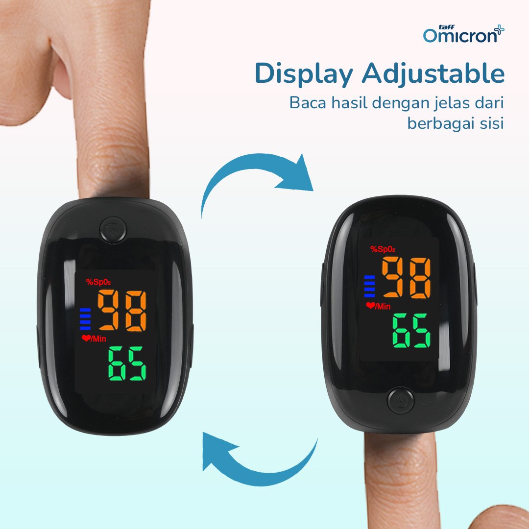 TaffOmicron Fingertip Pulse Oximeter Alat Ukur Saturasi Oksigen Darah - SMH-01 - Black 5