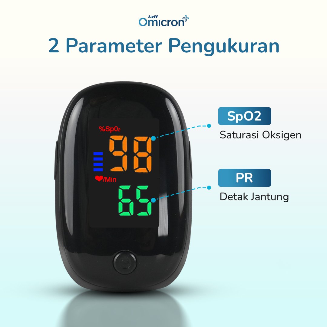 TaffOmicron Fingertip Pulse Oximeter Alat Ukur Saturasi Oksigen Darah - SMH-01 - Black 7