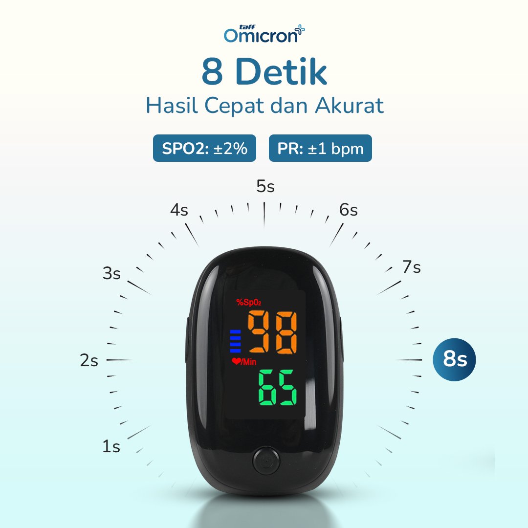 TaffOmicron Fingertip Pulse Oximeter Alat Ukur Saturasi Oksigen Darah - SMH-01 - Black 8
