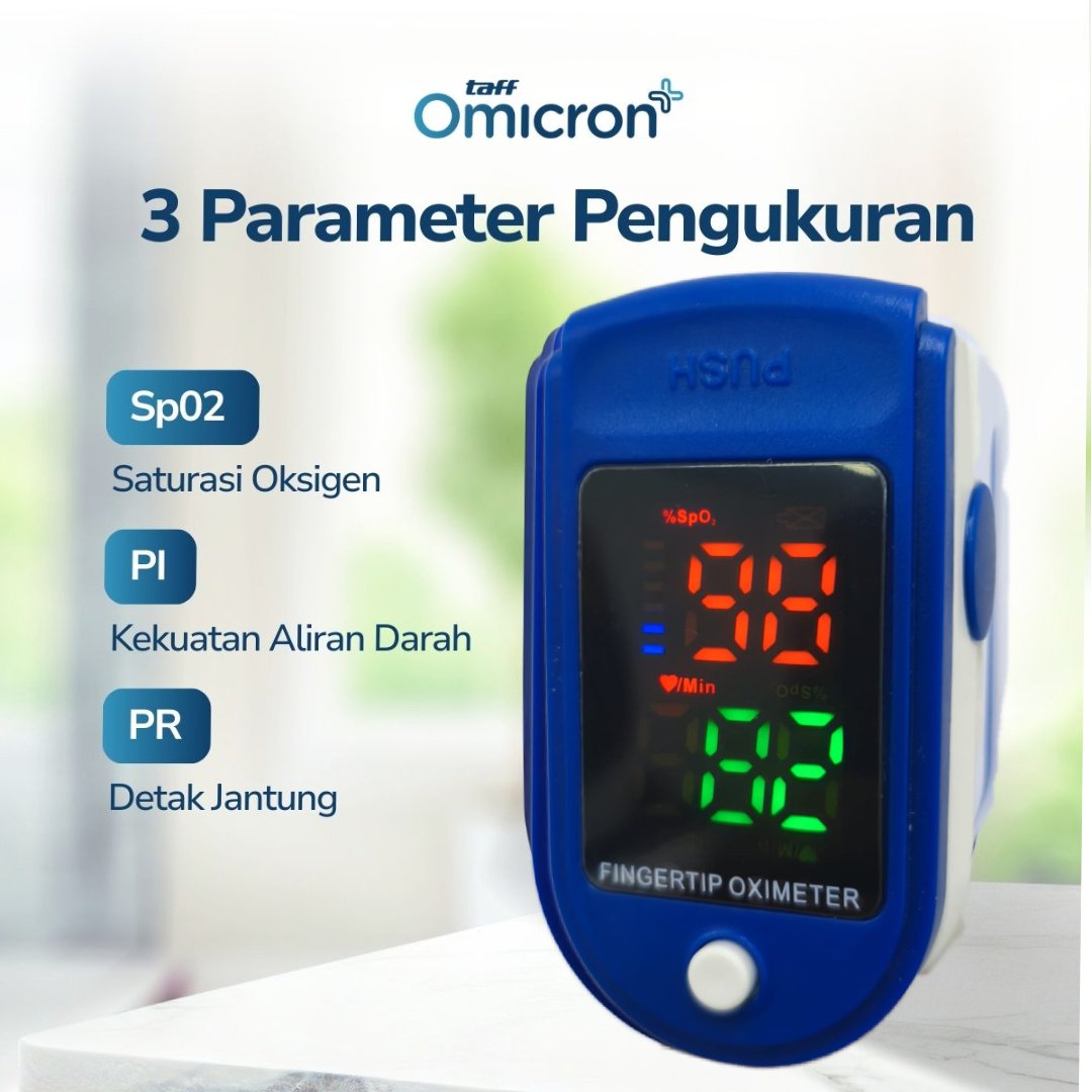TaffOmicron Fingertip Pulse Oximeter Ukur Saturasi O2 Darah Gen 2 LED - LK87 - Blue/White 1