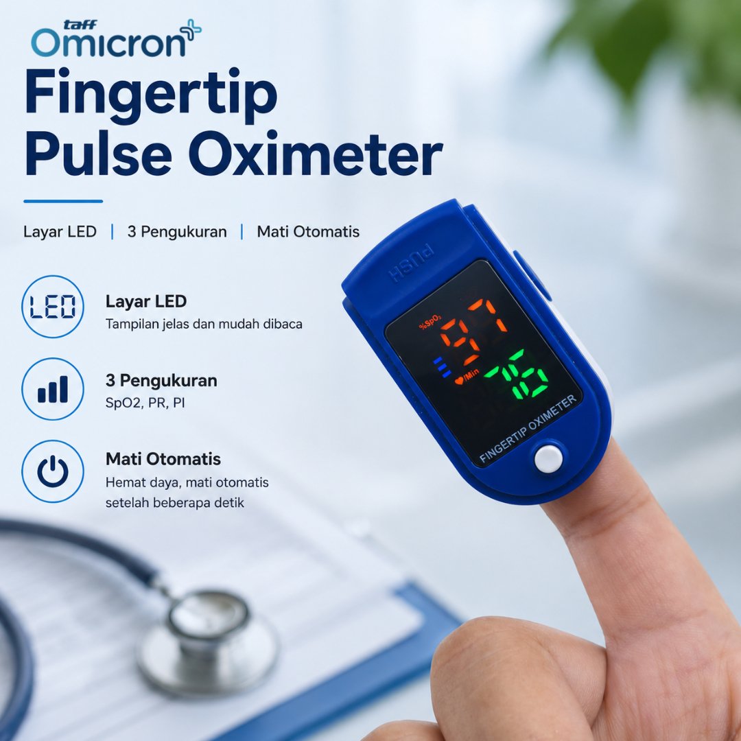 TaffOmicron Fingertip Pulse Oximeter Ukur Saturasi O2 Darah Gen 2 LED - LK87 - Blue/White 4