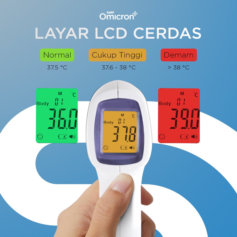 TaffOmicron Termometer Suhu Badan Digital Thermogun Infrared Memory - AD801 - Purple 4
