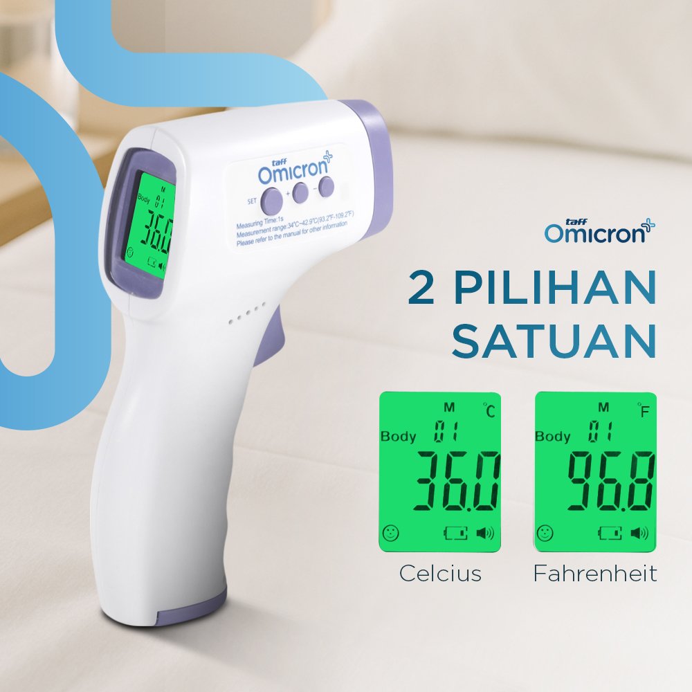 TaffOmicron Termometer Suhu Badan Digital Thermogun Infrared Memory - AD801 - Purple 6