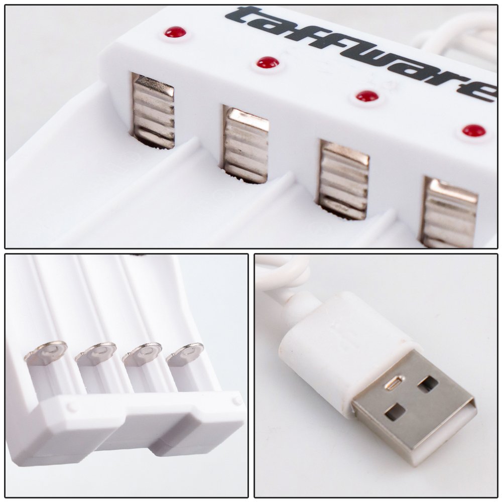 Taffware Charger Baterai 4 Slot AA AAA Ni-MH Ni-CD USB Plug - B-04 - White 7