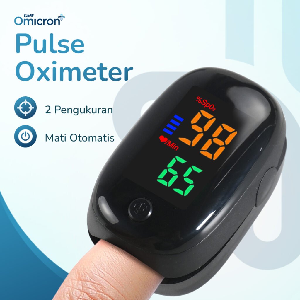 TaffOmicron Fingertip Pulse Oximeter Alat Ukur Saturasi Oksigen Darah - SMH-01 - Black