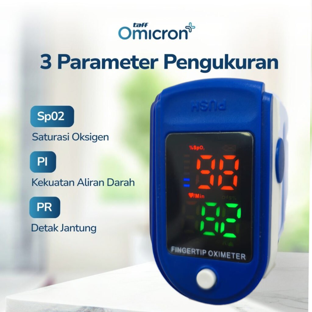 TaffOmicron Fingertip Pulse Oximeter Ukur Saturasi O2 Darah Gen 2 LED - LK87 - Blue/White