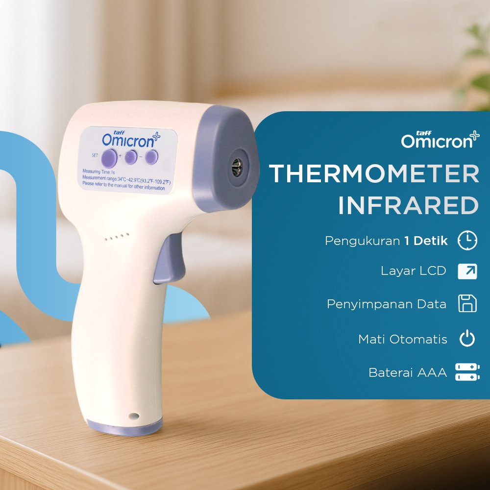 TaffOmicron Termometer Suhu Badan Digital Thermogun Infrared Memory - AD801 - Purple